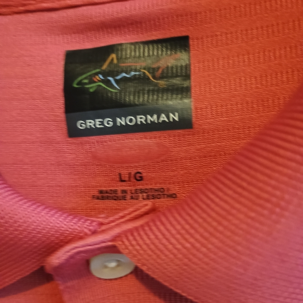 Greg Norman Mens Large Salmon Polo Shirt Short Sleeve Golf Preppy Classic - Picture 5 of 16
